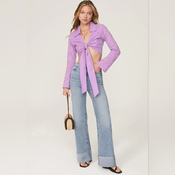 Ashley Park Lavender Eyelet Top - Picture 2 of 10